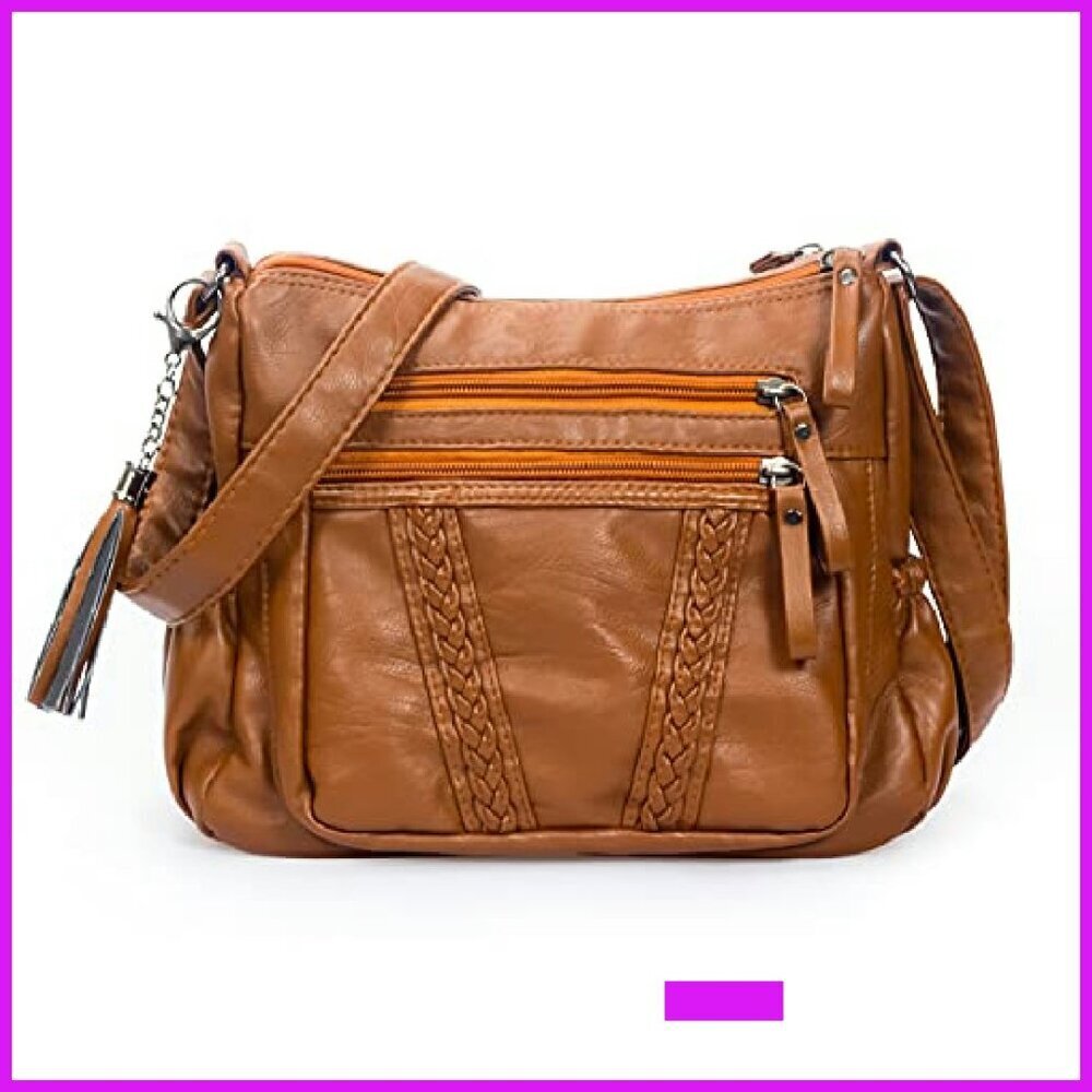 Soft PU Leather Crossbody Bag with Tassel Elegant Chic Versatile Daily Use - Picture 2 of 8